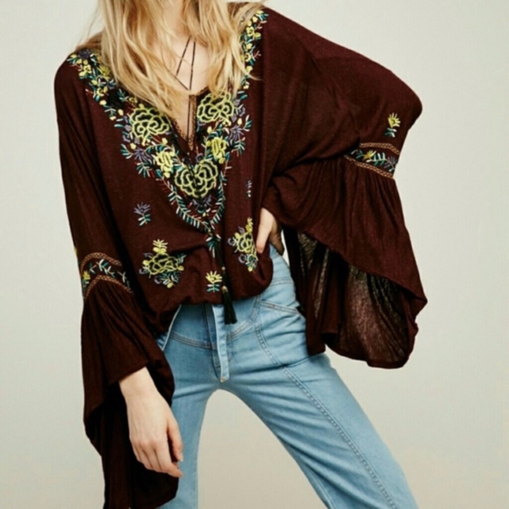 Siren Song Free People Embroidered Top